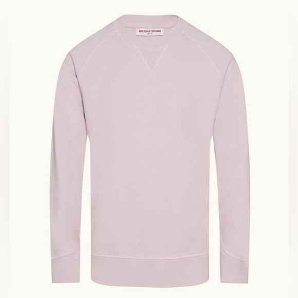 Orlebar Brown Watkins Conch Pink Crewneck Sweatshirt Garment Dyed Jersey Size M - Picture 1 of 10